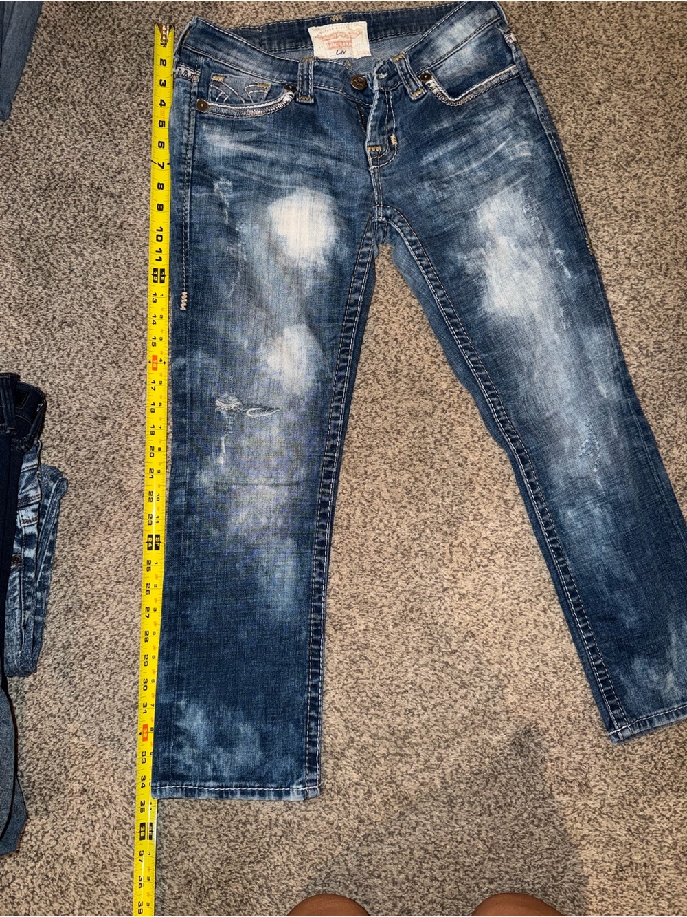 Big Star Liv Blue Distressed Straight Jeans